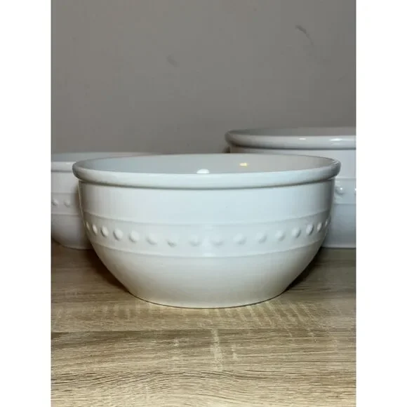 Totally Today White Embossed Nesting Bowls Minimalist French Country Cottagecore - Picture 11 of 11